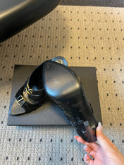 YSL 26S HEELED SANDALS 100 MM IN BLACK LAMBSKIN