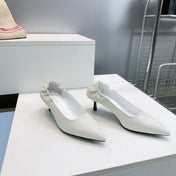 PRADA 26S PUMPS 55MM IN CREAM WHITE CALFSKIN
