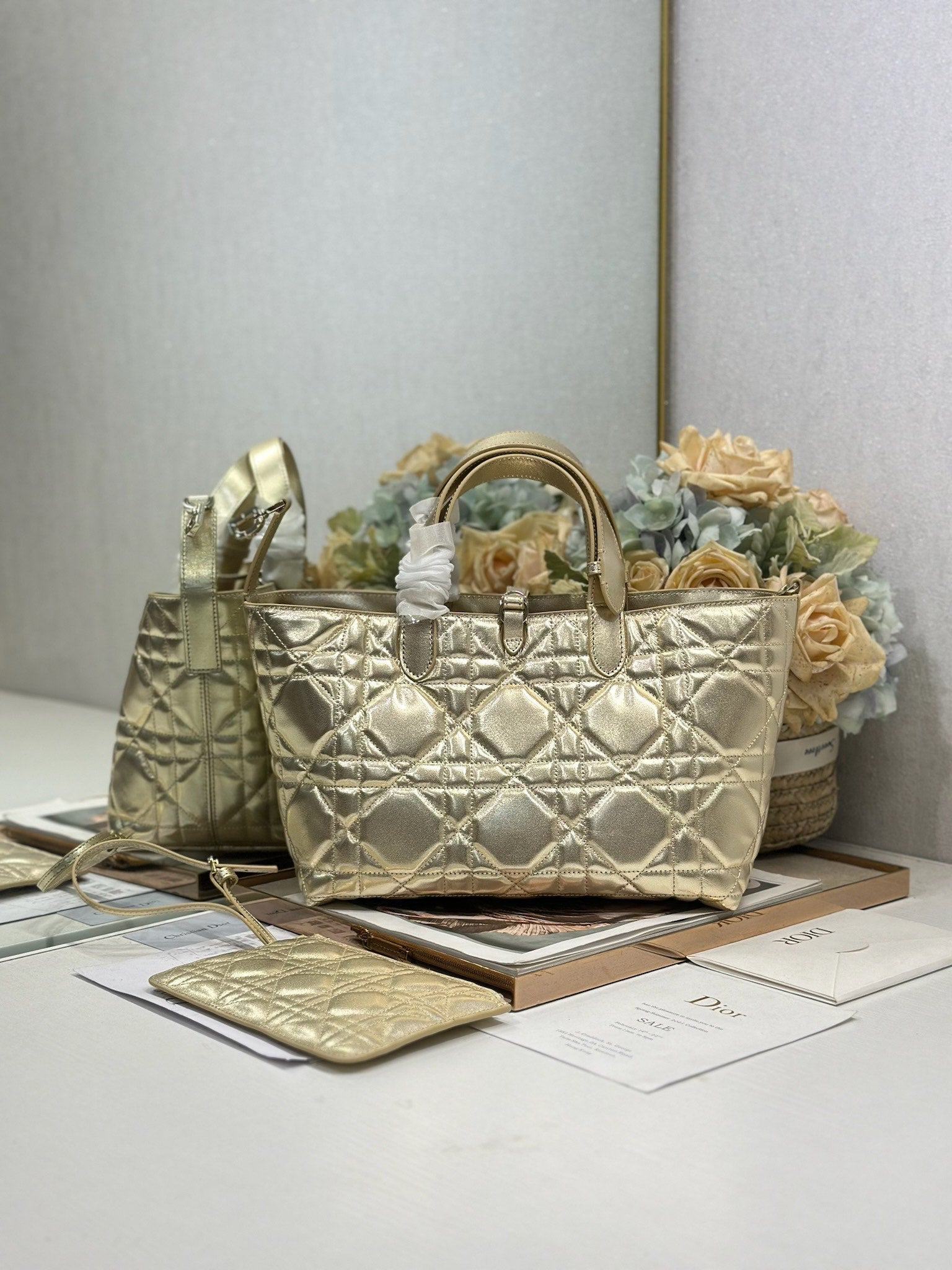 DIOR 26S TOUJOURS BAG 28 IN GOLD CALFSKIN