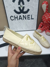 CHANEL 26S ESPADRILLE LOAFERS IN BEIGE CALFSKIN WITH ROPE SOLE
