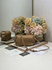 DIOR 26S BOW POUCH BAG 20 IN BROWN LAMBSKIN