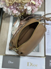 DIOR 26S BOW POUCH BAG 20 IN BROWN LAMBSKIN