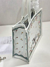 DIOR 26S BOOK TOTE BAG 36 IN BEIGE BAYADERE FABRIC D-STRIPES EMBROIDERY