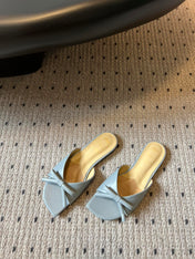 DIOR 26S OBLIQUE BOW MULE IN CLOUD BLUE CALFSKIN