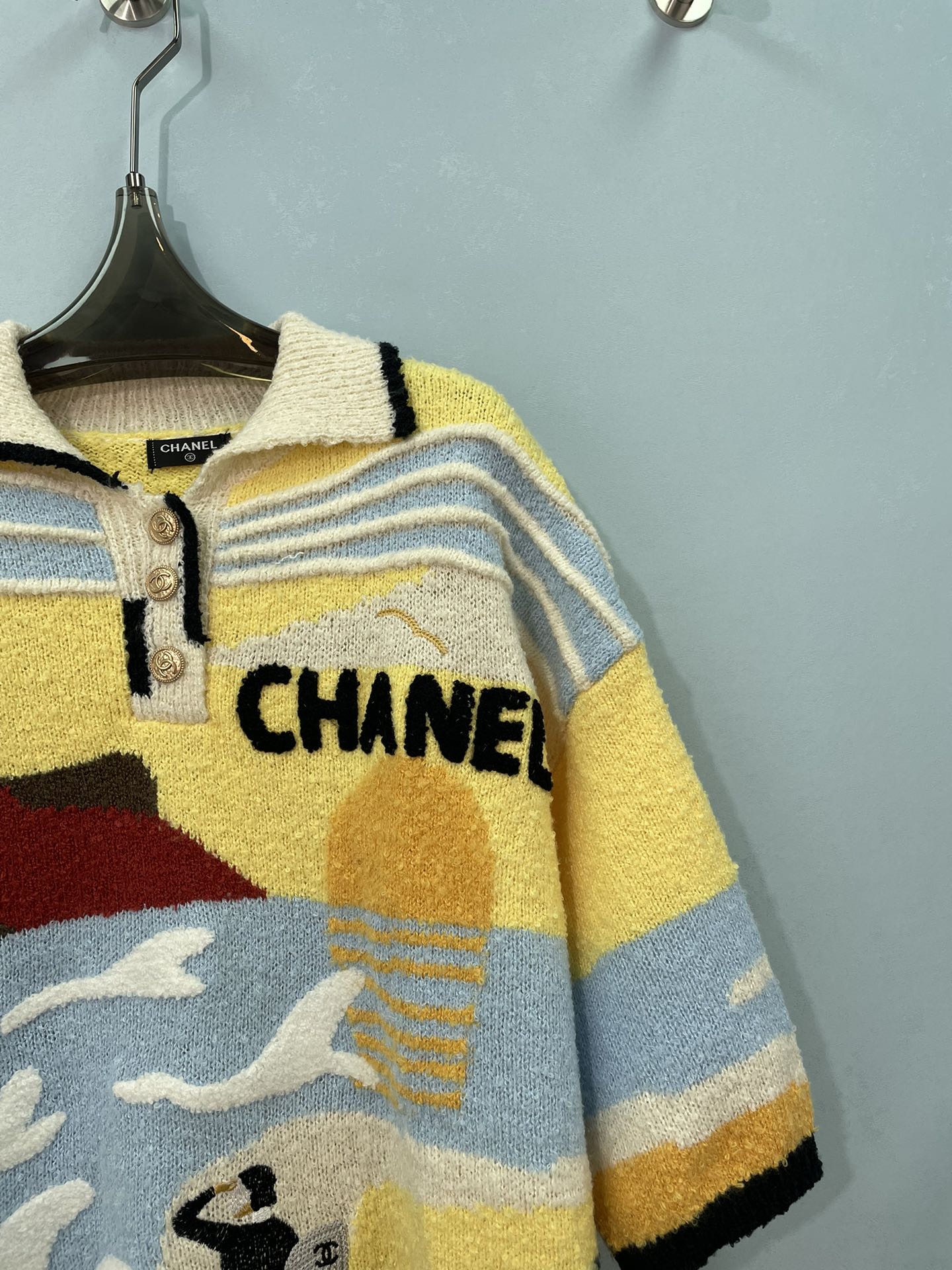 CHANEL 26S SHORT SLEEVE POLO KNIT SWEATER 1532