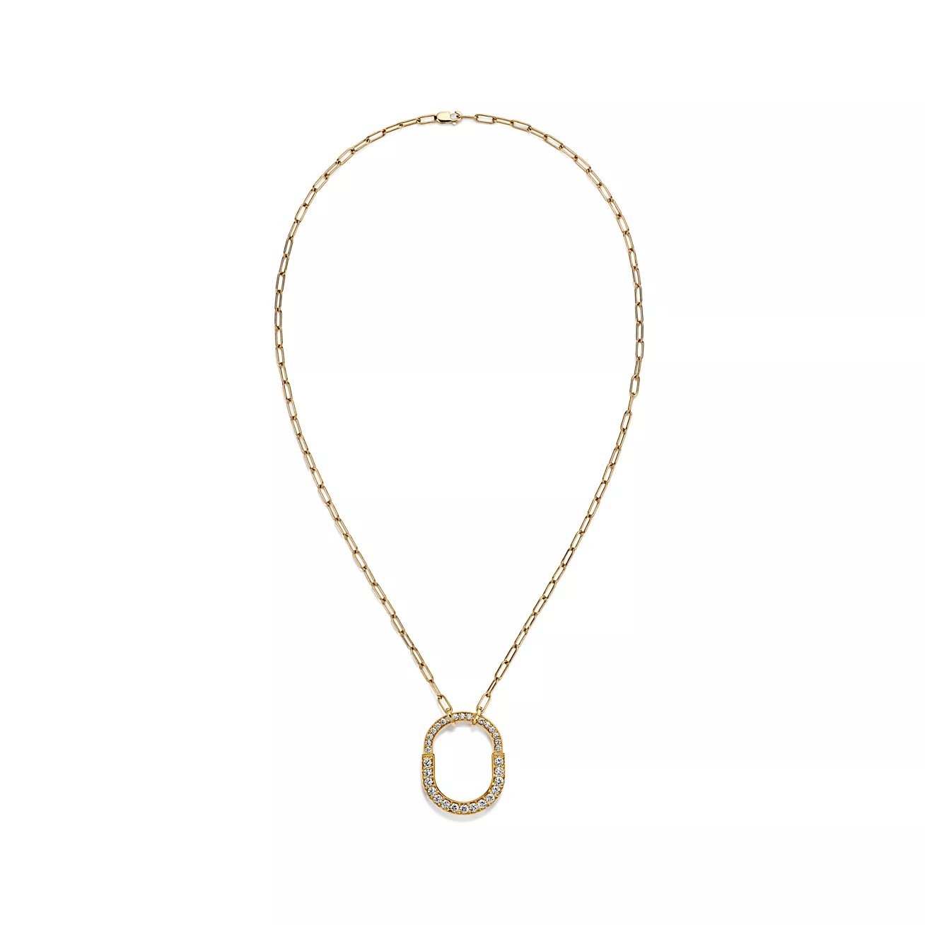LOCK NECKLACE MEDIUM PENDANT GOLD PAVED DIAMONDS