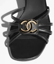 SANDALS 40 MM IN BLACK PATENT LAMBSKIN