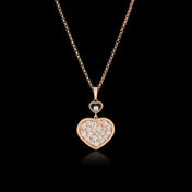 HAPPY HEART NECKLACE PINK GOLD FULL DIAMOND