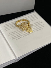 STAR PEARL CLOVER GOLD DIAMOND RING