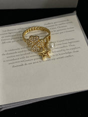 STAR PEARL CLOVER GOLD DIAMOND RING