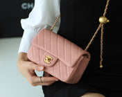 FLAP BAG 20CM BABY PINK LAMBSKIN GOLD HARDWARE