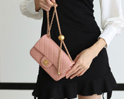 FLAP BAG 20CM BABY PINK LAMBSKIN GOLD HARDWARE