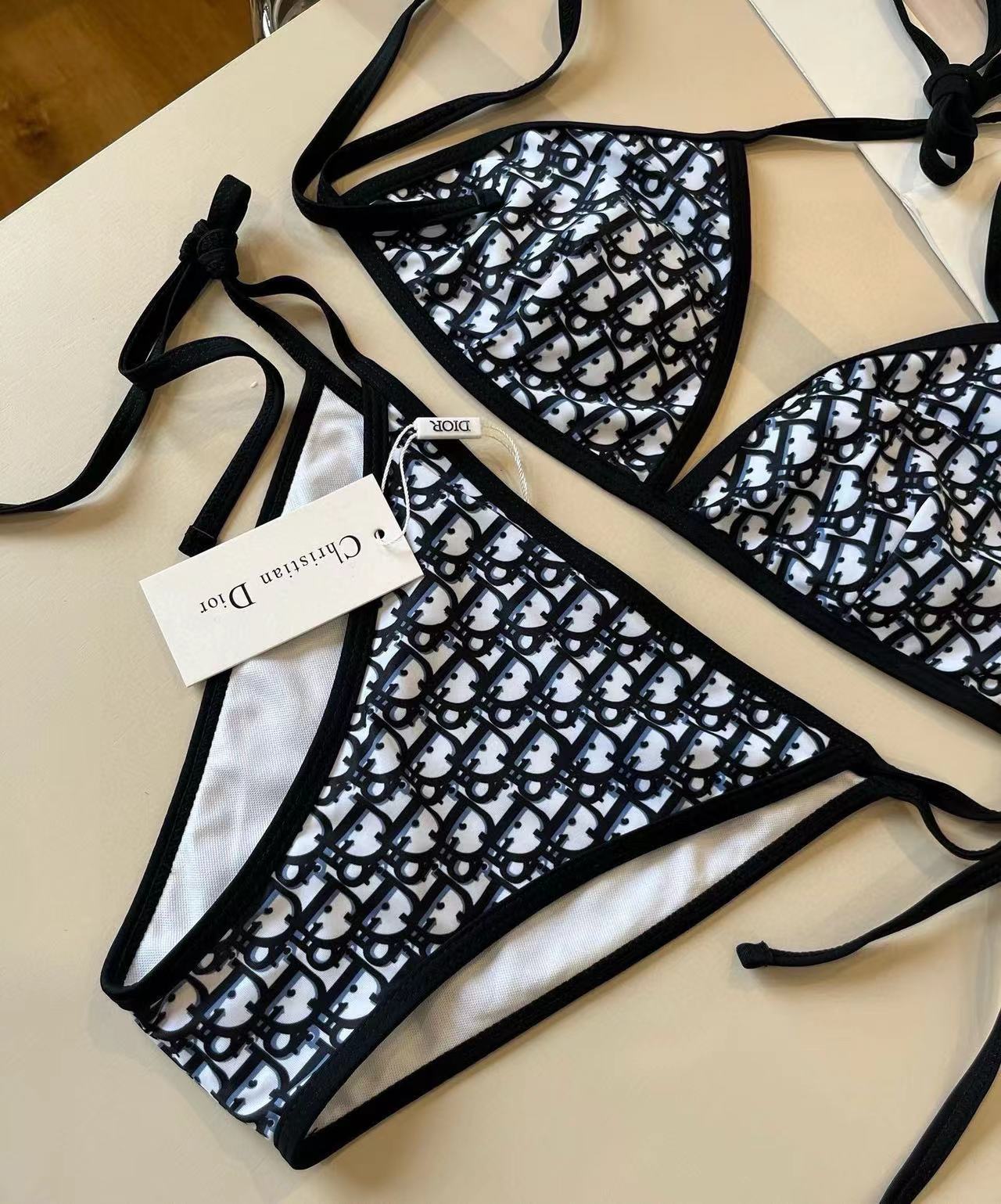 CD Oblique Bikini Navy Blue Polyamide