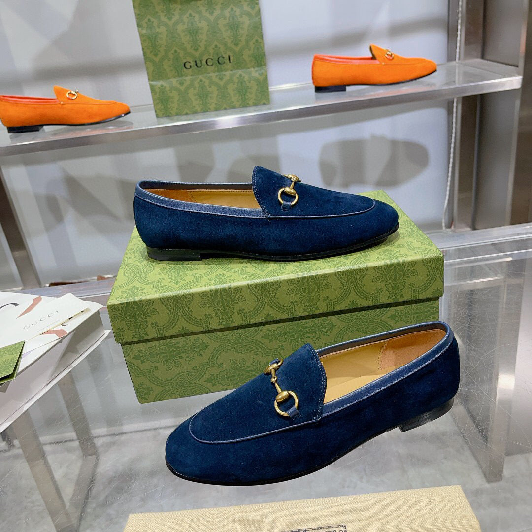 GG HORSEBIT LOAFERS NAVY BLUE SUEDE GHW