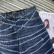 CC Jeans Printed Faded Denim Blue and White