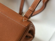 KELLY ADO 22 TOGO BACKPACK IN BROWN CALFSKIN GOLD HARDWARE