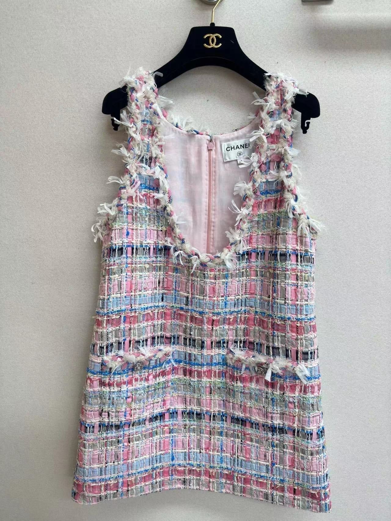 CC V-Shift Dress Multicolor Tweed