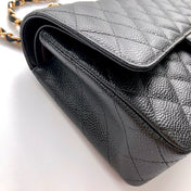 FLAP BAG 25 IN BLACK CAVIAR LEATHER GOLD HARDWARE