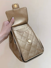 CHANEL 25 MEDIUM HANDBAG 30 IN GOLDEN BROWN CALFSKIN WITH GOLD HARDWARE
