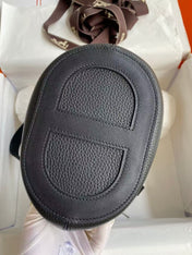 HERMES 25S IN THE LOOP 23 IN BLACK CALFSKIN SILVER HARDWARE TP3