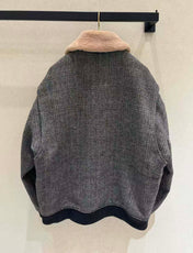MIUMIU JACKET IN GREY PLAID WOOL