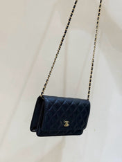 CHANEL 25S MINI FLAP BAG 19 IN BLACK CALFSKIN GOLD HARDWARE