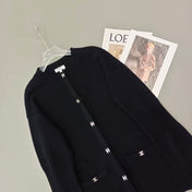 Chanel Black Cardigan In Wool Mix Velvet