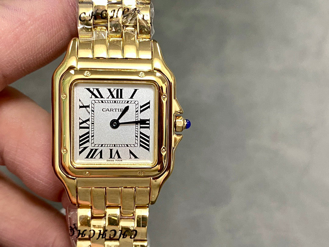 PANTHERE 27MM GOLD CASE WHITE DIAL