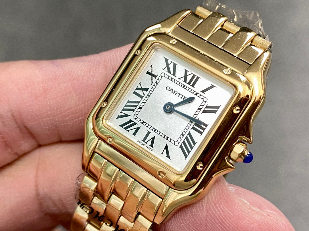 PANTHERE 27MM GOLD CASE WHITE DIAL