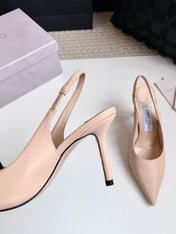 JIMMY CHOO 26S SLINGBACK HIGH HEELS 90 MM IN NUDE CALFSKIN