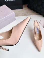 JIMMY CHOO 26S SLINGBACK HIGH HEELS 90 MM IN NUDE CALFSKIN