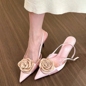 Floral Pointed Toe High Heels - Elegant Party Slides