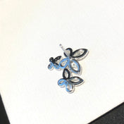 TRIPLE BUTTERFLY SIHOUETTE SILVER DIAMOND EARRINGS
