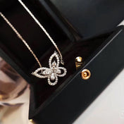 BUTTERFLY SILHOUETTE SILVER DIAMOND NECKLACE