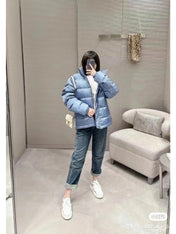 Dior Oblique Down Jacket Blue Jacquard Fabric
