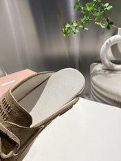 MIU FADED MULE IN LIGHT BROWN ECRU SUEDE
