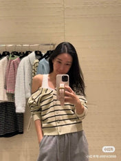CC 25 Striped Cardigan Cashmere