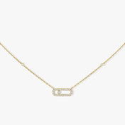 MOVE UNO PAVED SILVER DIAMOND NECKLACE