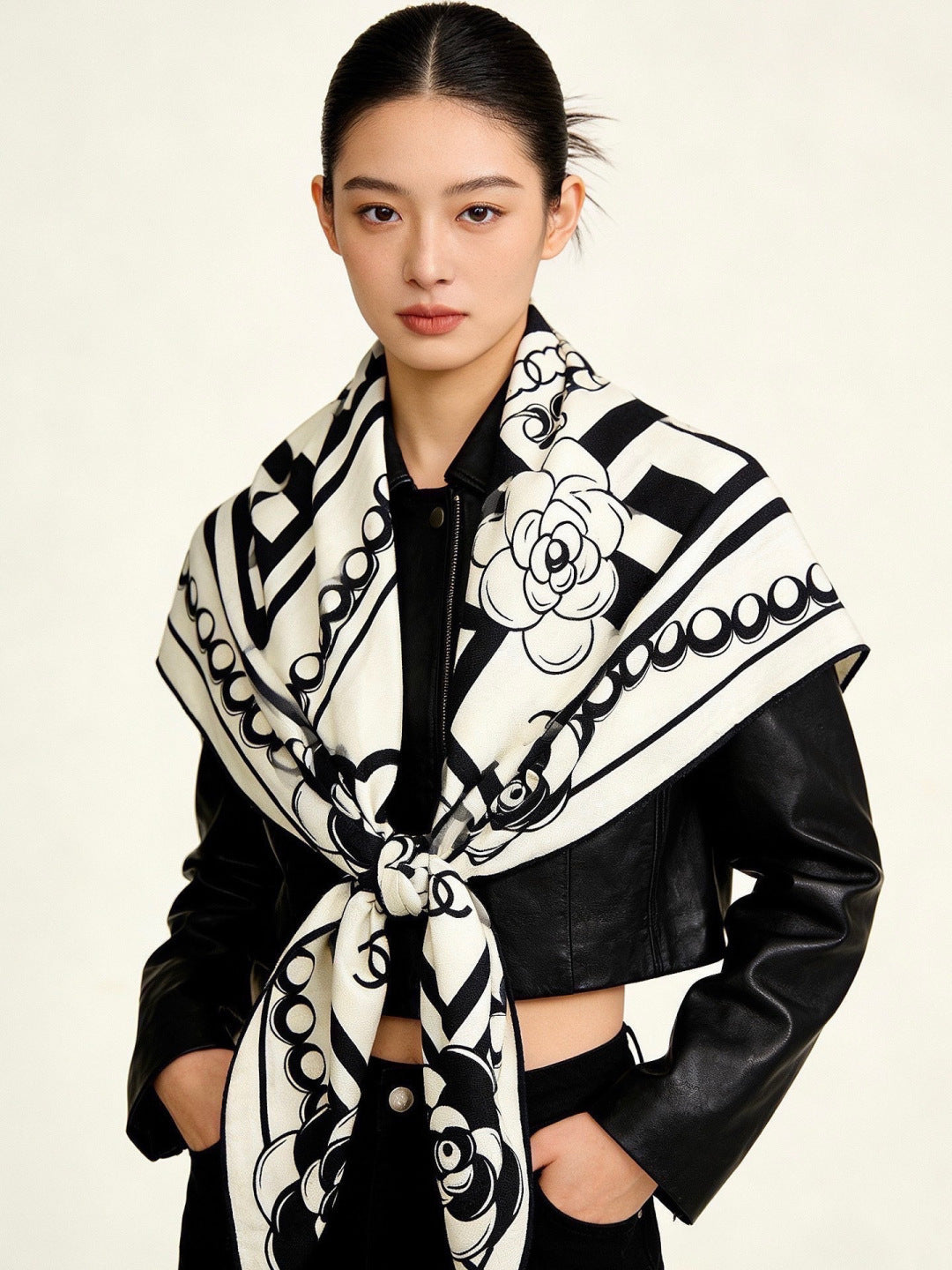 CHANEL 26S SCARF 135 IN CASHMERE AND SILK 306114