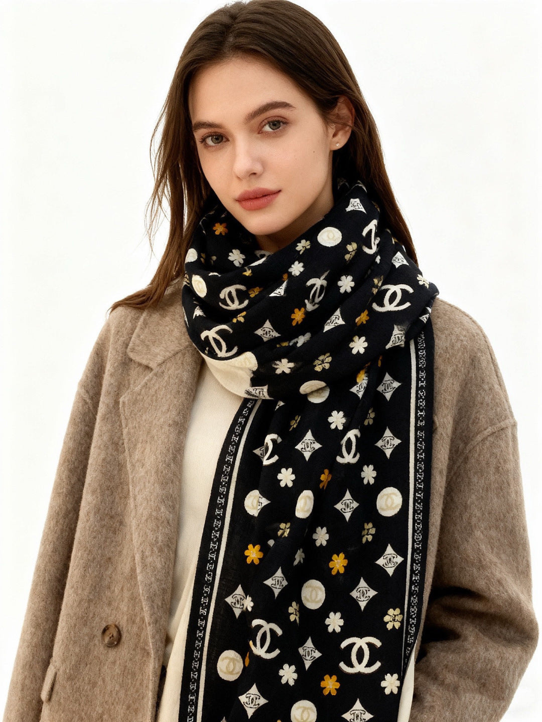 CHANEL 26S SCARF 140 IN CASHMERE AND SILK 306120