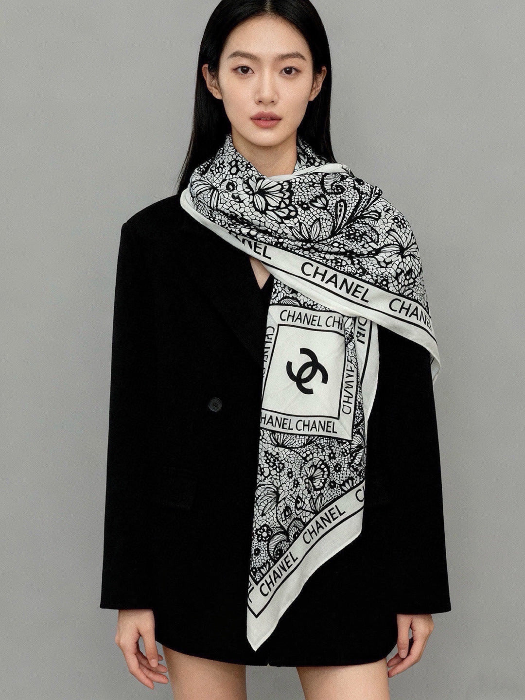 CHANEL 26S SCARF 135 IN CASHMERE AND SILK 306134