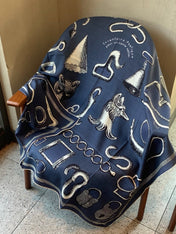 HERMES 26S PRINTED SQUARE SCARF 135 IN CASHMERE AND SILK 307239