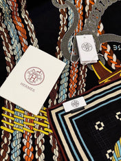 HERMES 26S PRINTED SQUARE SCARF 135 IN CASHMERE AND SILK 307244