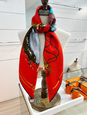 HERMES 26S PRINTED SQUARE SCARF 88 IN SILK 309926