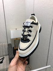 LOW TOP CASUAL SHOES IN BISQUE BEIGE LAMBSKIN AND SUEDE