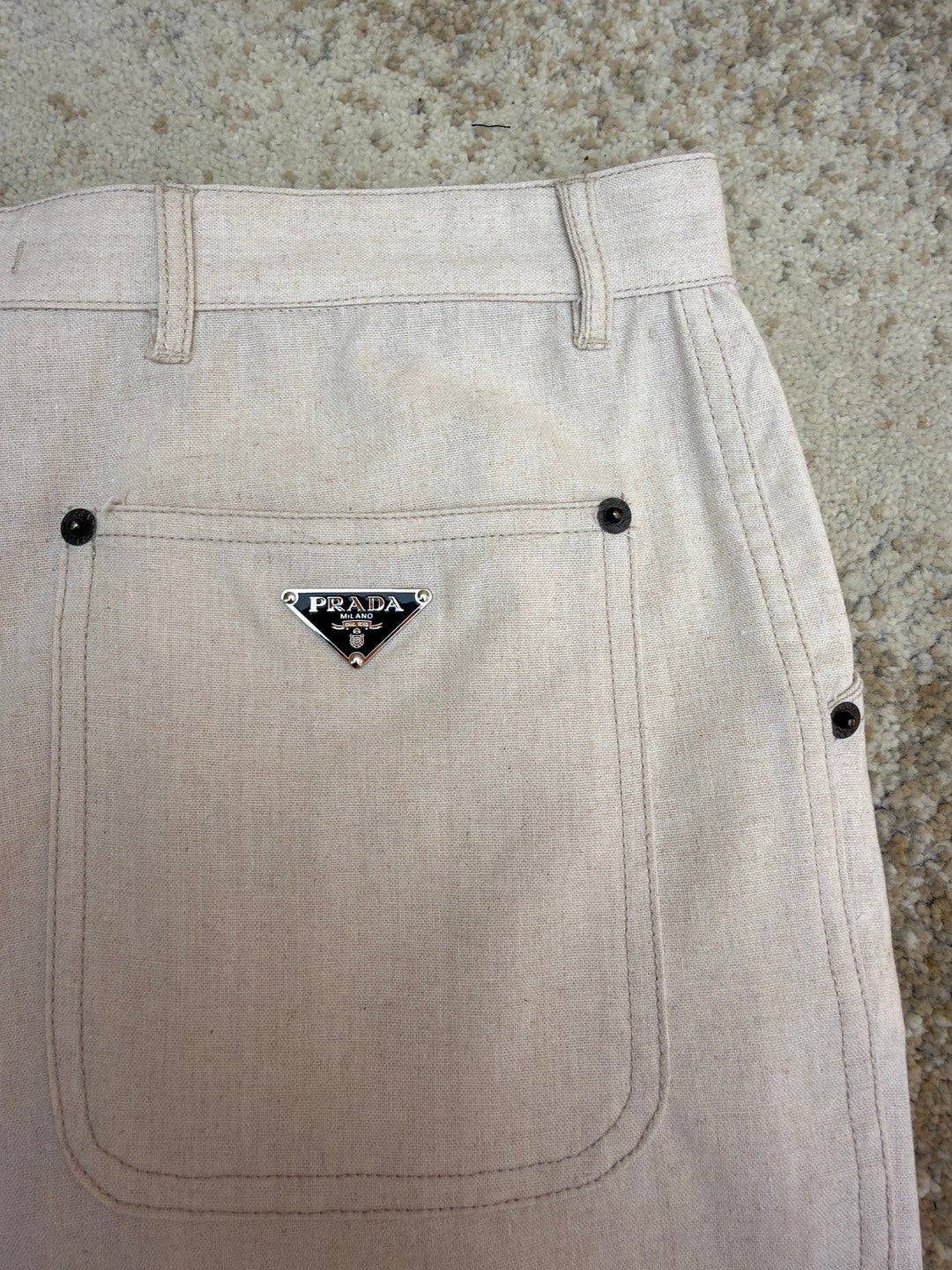 PRADA 26S LINEN COTTON TROUSERS 1015