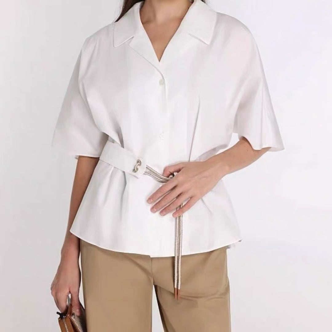MAXMARA 26S SHORT-SLEEVE BELTED SHIRT 264