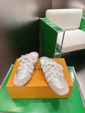 LV 26S MULE SNEAKERS IN SILVER LAMBSKIN AND BEIGE SUEDE