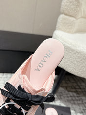PRADA 25S DEXUN MULE IN LIGHT PINK SUEDE LEATHER