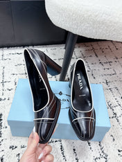 PRADA 26S BOWLING-STYLE HIGH HEELS 70MM IN BLACK CALFSKIN